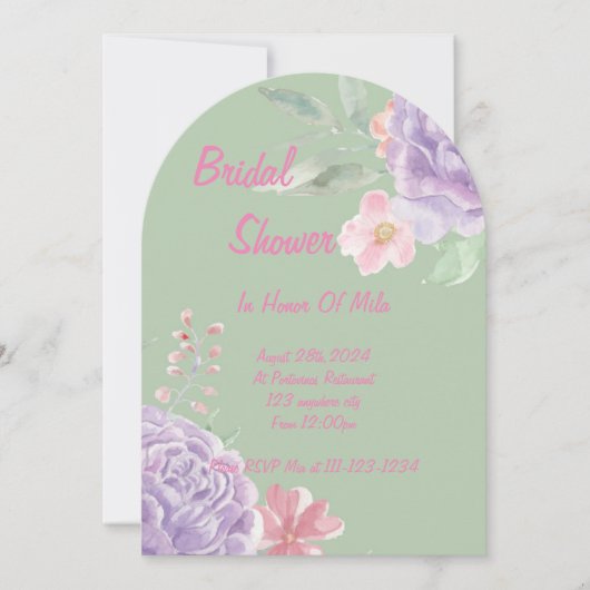 Botanische Blumendusche Einladung (Vorderseite)