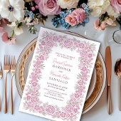 Botanische Blumendusty-Rose Blush Burgundy Wedding Einladung