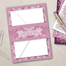 Botanische Blumendusty-Rose Blush Burgundy Wedding Einladungsbanderole