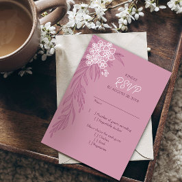 Botanische Blumendusty-Rose Blush Burgundy Wedding RSVP Karte