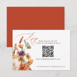 Botanische Blumenehe Terrakotta-Hochzeits-QR-Code RSVP Karte