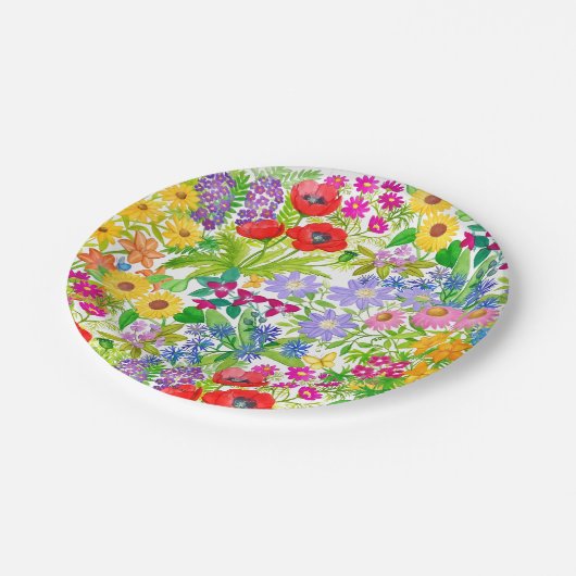 Botanische Blumengarten-Blumen-PapierTeller Pappteller (Schrägansicht)