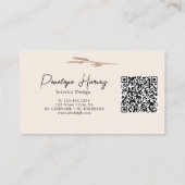 Botanische Blumengrün QR-Code Rosa Visitenkarte (Rückseite)