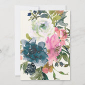 Botanische Blumenhochzeit im eleganten Watercolor Einladung (Rückseite)