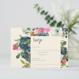 Botanische Blumenhochzeit im eleganten Watercolor RSVP Karte