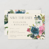 Botanische Blumenhochzeit im eleganten Watercolor Save The Date (Vorne/Hinten)