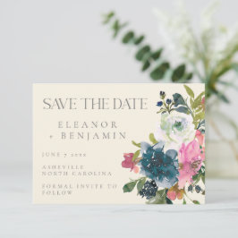 Botanische Blumenhochzeit im eleganten Watercolor Save The Date