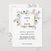 Botanische Blumenhochzeit speichern Sie die Dattel Ankündigungspostkarte (Vorne/Hinten)