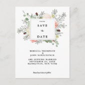 Botanische Blumenhochzeit speichern Sie die Dattel Ankündigungspostkarte (Vorderseite)