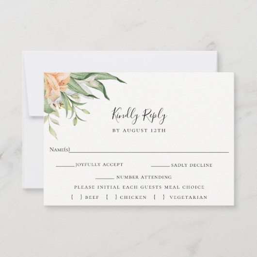 Botanische Blumenkarte RSVP Karte (Vorderseite)