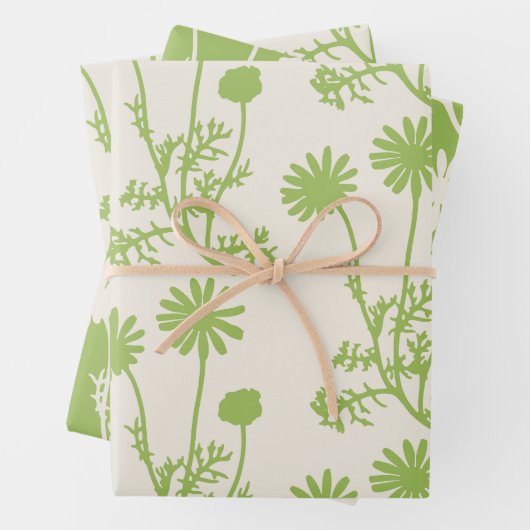 Botanische Blumenkäse Linde Grüne Muster Geschenkpapier Set (Beispiel)