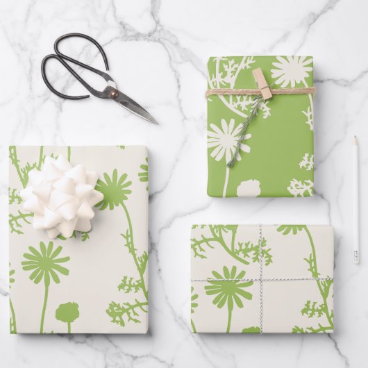 Botanische Blumenkäse Linde Grüne Muster Geschenkpapier Set (Vorderseite)