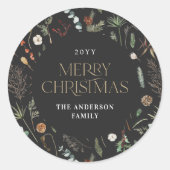 Botanische Blumenmoodie Runder Aufkleber (Vorderseite)