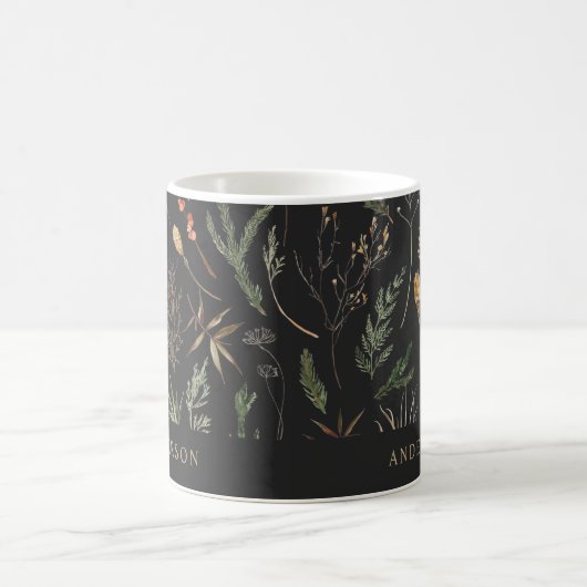 Botanische Blumenmoodie, schwarz, modern Kaffeetasse (Mittel)