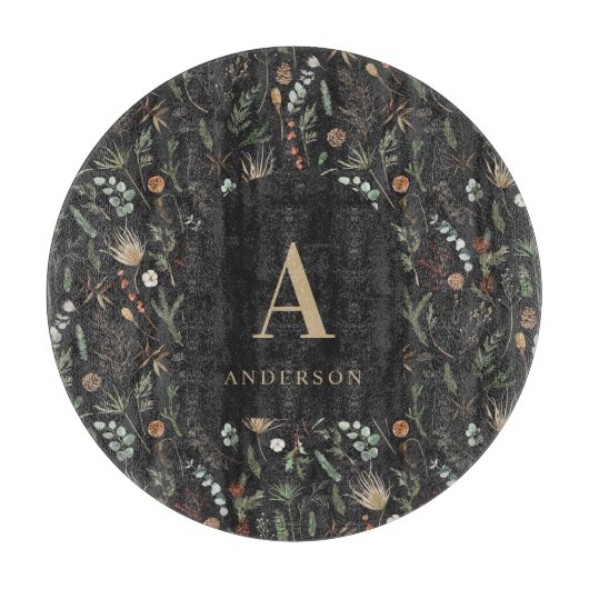 Botanische Blumenmoodie, schwarz, modern Schneidebrett (Vorderseite)