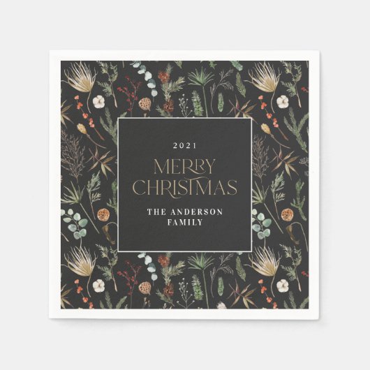 Botanische Blumenmoodie Serviette (Vorderseite)