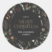 Botanische Blumenmoody Runder Aufkleber (Vorderseite)