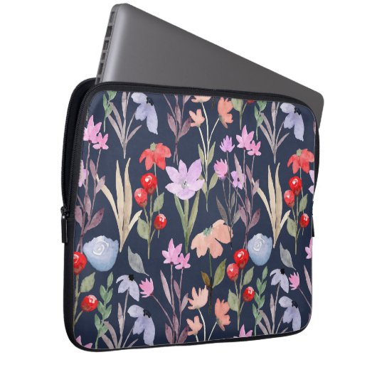 Botanische Blumenmuster-Mode Laptopschutzhülle (Vorne Rechts)