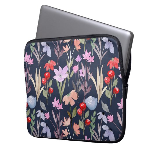 Botanische Blumenmuster-Mode Laptopschutzhülle (Vorderseite Links)