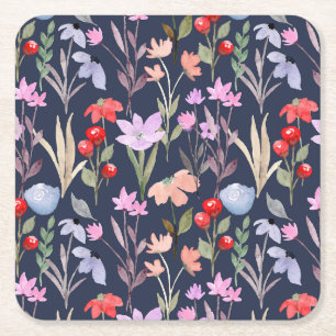 Botanische Blumenmuster-Mode Rechteckiger Pappuntersetzer