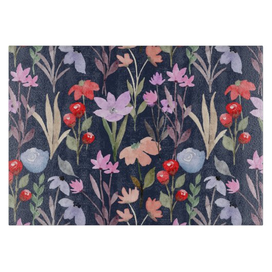 Botanische Blumenmuster-Mode Schneidebrett (Vorderseite)