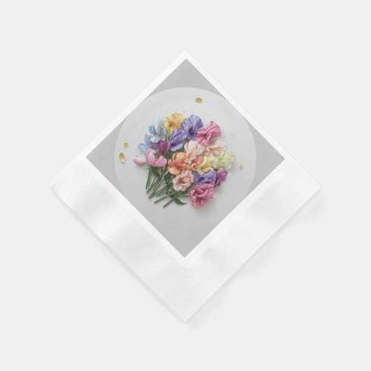 Botanische Blumenpastel mit süßem Erbsen Serviette (Ecke)