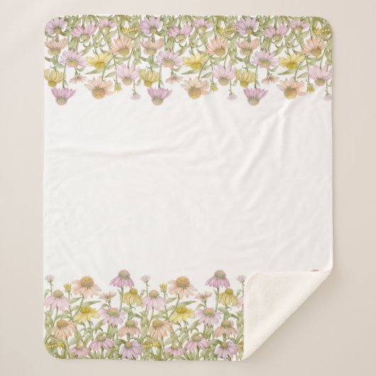 Botanische Blumenpracht Wasserfarben Medium Sherpadecke (Vorderseite)