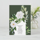 Botanische Blumenwirbel Dunkelgrüne Hochzeit Einladung (Stehend Vorderseite)