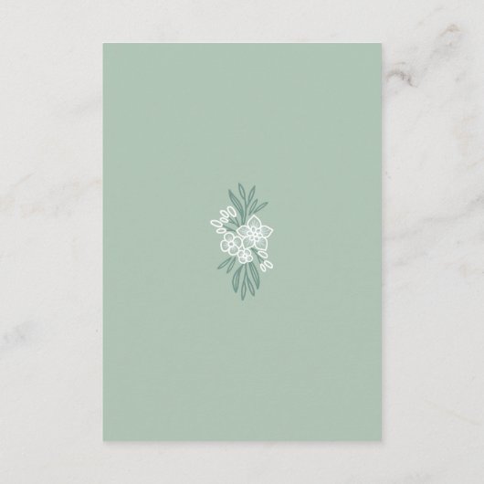 Botanische Blumenzange Mint Smaragdgrüne Hochzeit Begleitkarte (Rückseite)