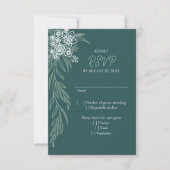 Botanische Blumenzange Mint Smaragdgrüne Hochzeit RSVP Karte (Vorderseite)