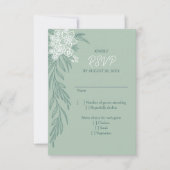 Botanische Blumenzange Mint Smaragdgrüne Hochzeit RSVP Karte (Vorderseite)
