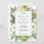 Botanische Blumenzapfel-Hochzeit Einladung (Vorderseite)