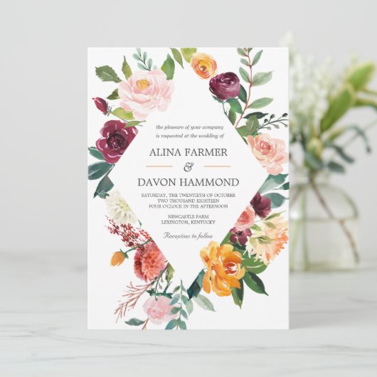 Botanische Blumenzarge Einladung (Stehend Vorderseite)