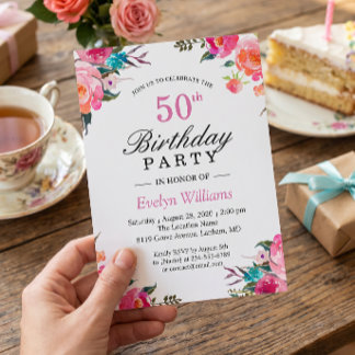 Botanische Blumenzeremonie Geburtstagsparty Einladung