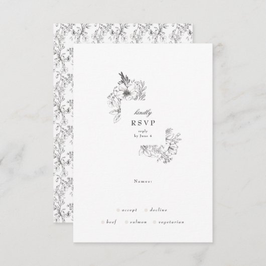 Botanische Blumenzeremonie RSVP Karte (Vorne/Hinten)