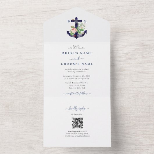 Botanische Blumenzwiebelhochzeit All In One Einladung (Innen Boden)