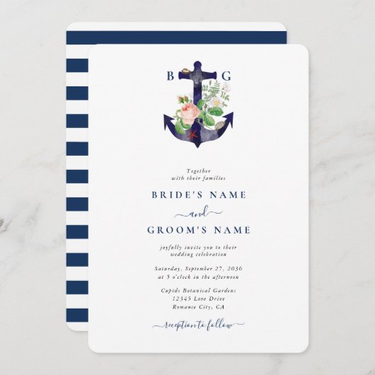 Botanische Blumenzwiebelhochzeit Einladung (Vorne/Hinten)