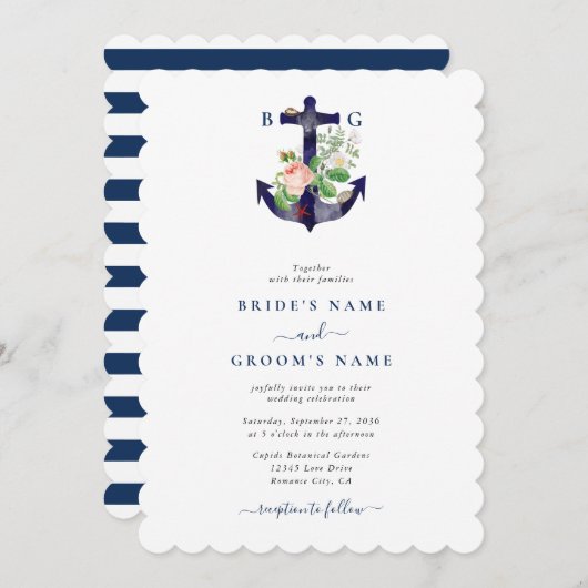 Botanische Blumenzwiebelhochzeit Einladung (Vorne/Hinten)