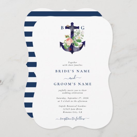 Botanische Blumenzwiebelhochzeit Einladung (Vorne/Hinten)