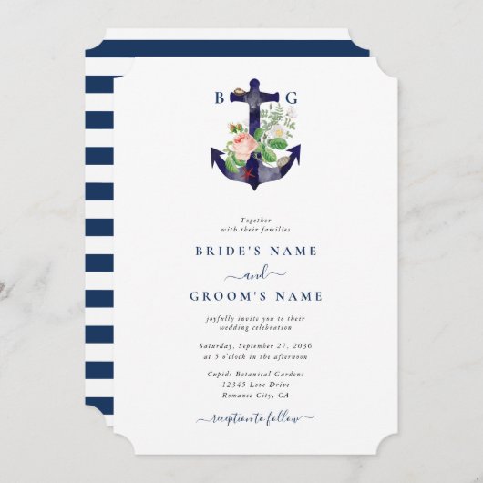 Botanische Blumenzwiebelhochzeit Einladung (Vorne/Hinten)