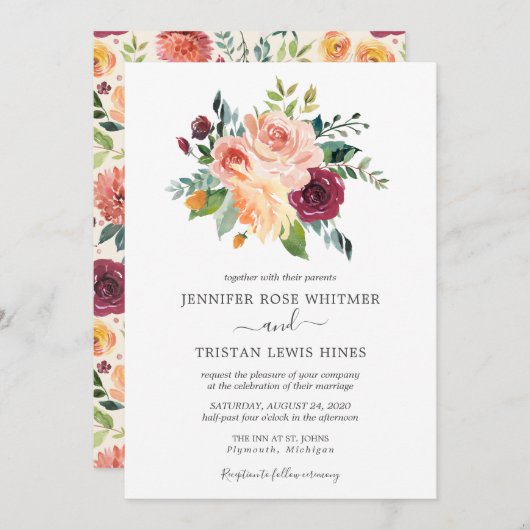 Botanische Blumenzwiebeln Wasserfarbenhochzeit Einladung (Vorne/Hinten)