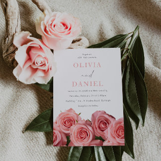 Botanische Blush-Rose Romantische Hochzeit Einladung