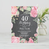 Botanische Blüte 40. Geburtstag Einladung (Stehend Vorderseite)