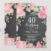Botanische Blüte 40. Geburtstag Einladung (Vorne/Hinten)