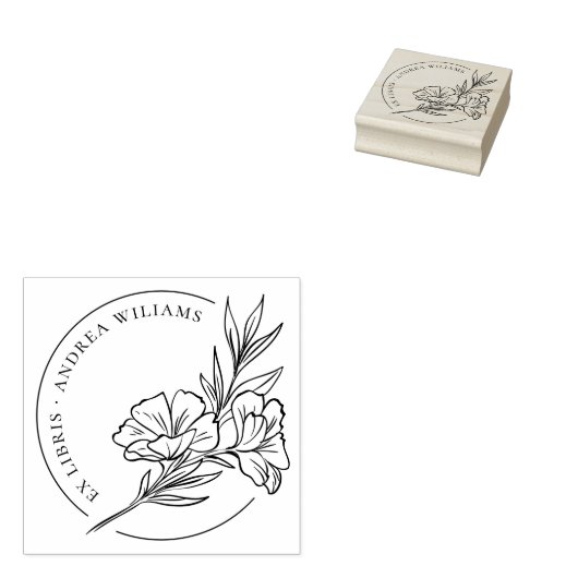 Botanische Blüte aus der Bibliothek der Ex Libris Gummistempel (Stempel)