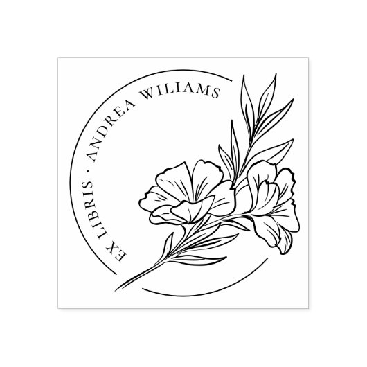 Botanische Blüte aus der Bibliothek der Ex Libris Gummistempel (Prägung)