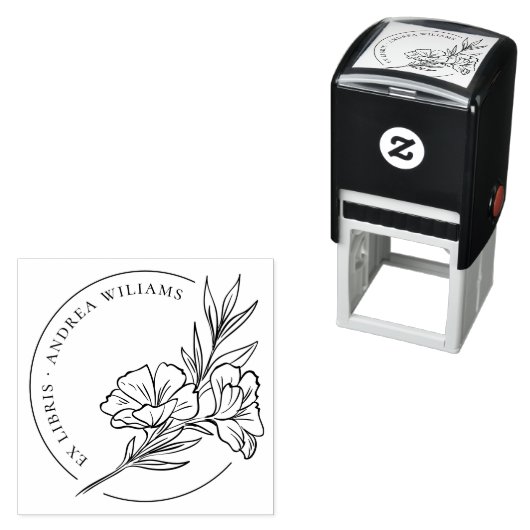 Botanische Blüte aus der Bibliothek der Ex Libris Permastempel (Beispiel)