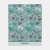 Botanische Blüte Blumenmuster personalisierter Nam Fleecedecke (Vorderseite)