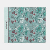 Botanische Blüte Blumenmuster personalisierter Nam Fleecedecke (Vorderseite (Horizontal))