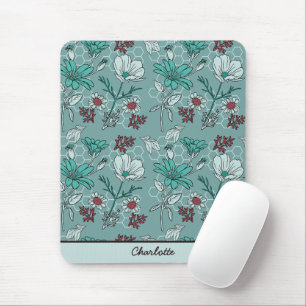 Botanische Blüte Blumenmuster personalisierter Nam Mousepad